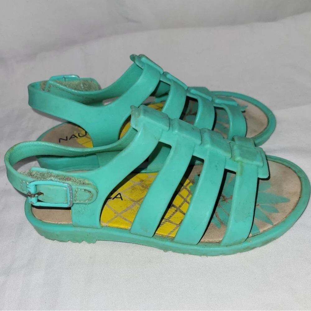 Nautica size 8 toddler girl blue green jelly water play sandals